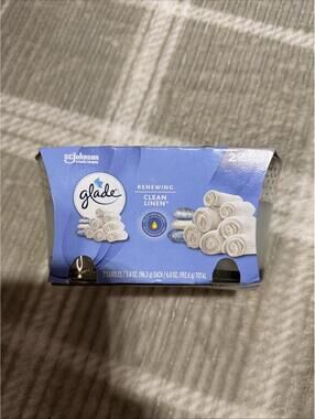 Glade Jar Candle 2 Ct Clean Line 6.8 OZ. Total Air Freshener Wax Infused - NEW